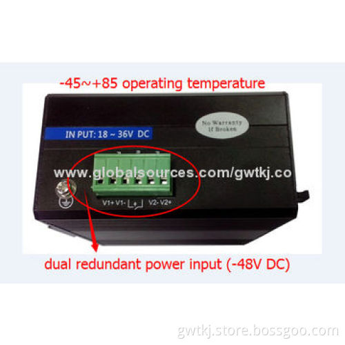 Gigabit industrial Ethernet media converter, IP40 protection, compliant w/ EMC industrial standard